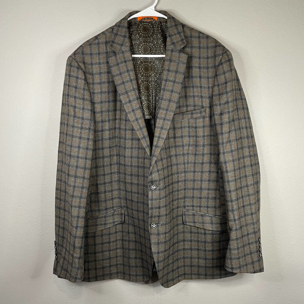 TALLIA Brown and Blue Plaid Sport Coat 46L